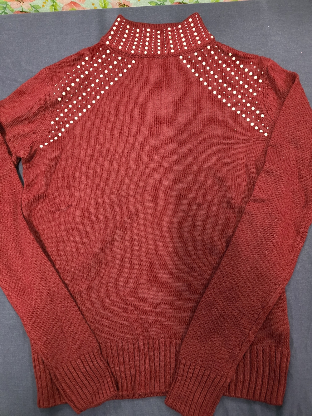 Juicy Couture Red Turtleneck Sweater with Stud Accents